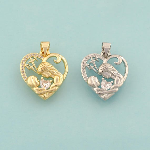 Gold CZ Heart Charms,Love Jewelry,Heart Pendant for DIY Jewelry Making,18K Gold