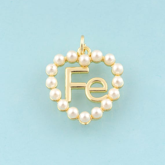 Gold Fe Charms,Heart Jewelry,Pearl Pendant for DIY Jewelry Making,18K Gold