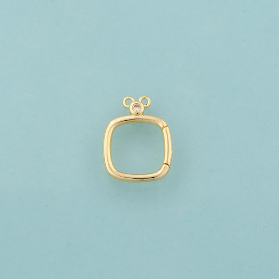 Gold Square Clasp,Openable Jewelry Clasp,Square Clasp for DIY Jewelry Making,18K Gold