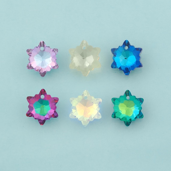 Edelweiss Crystal Pendant,Crystal AB Charms,Austrian Crystal,Made in Austria for DIY Jewelry Making