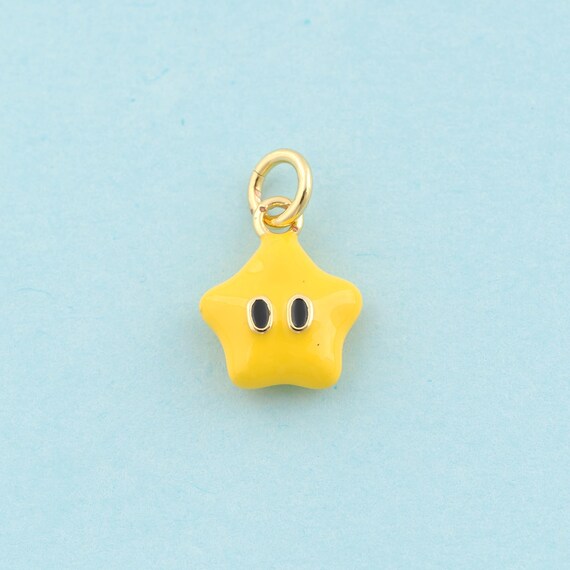 Gold Enamel Star Charms,Star Jewelry,Eye Pendant for DIY Jewelry Making,18K Gold