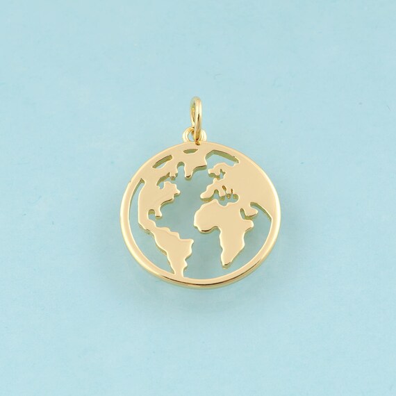 Gold Earth Charms,Minimalist Jewelry,Earth Pendant for DIY Jewelry Making,18K Gold