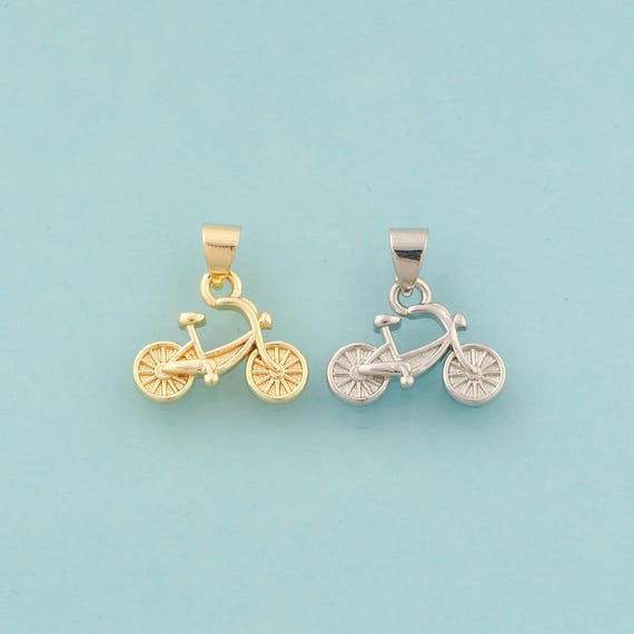 Gold Bicycle Charms,Bicycle Jewelry,Bicycle Pendant for DIY Jewelry Making,18K Gold