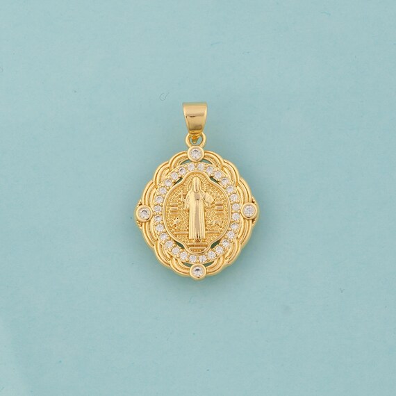Gold CZ Jesus Charms,Religious Jewelry,Christian Pendant for DIY Jewelry Making,18K Gold