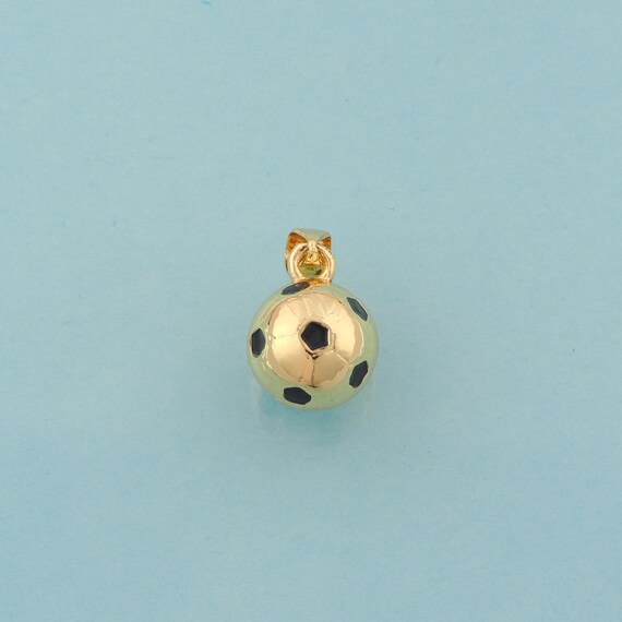 Gold Enamel Football Charms,Sports Jewelry,Ball Pendant for DIY Jewelry Making,18K Gold
