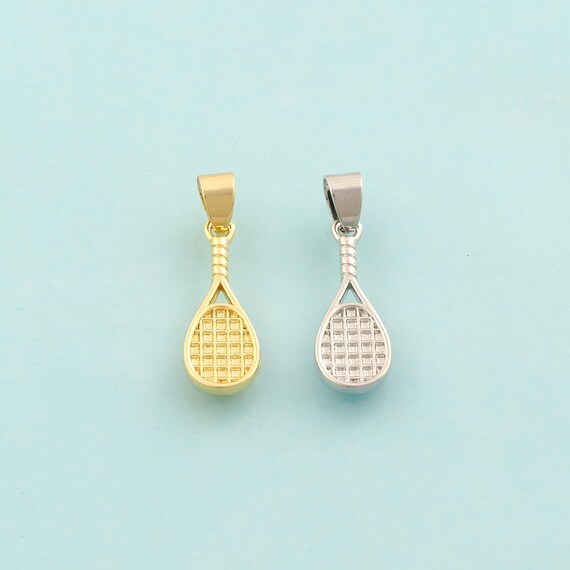 Gold Racket Charms,Sports Jewelry,Racket Pendant for DIY Jewelry Making,18K Gold