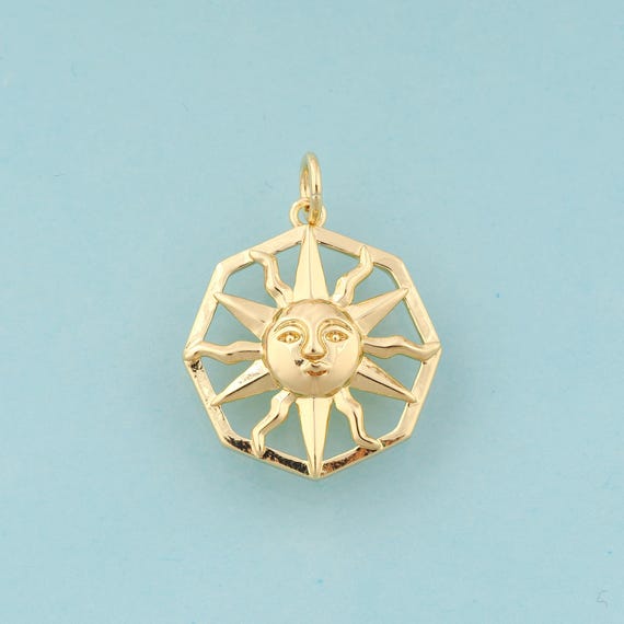 Gold Sun Charms,Celestial Jewelry,Sun Pendant for DIY Jewelry Making,18K Gold