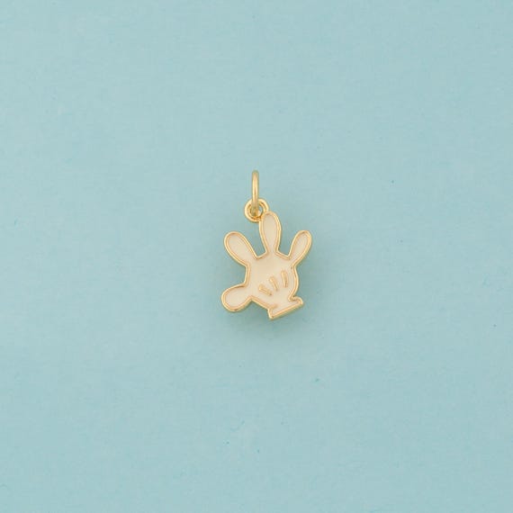 Gold Glove Charms,Glove Jewelry,Enamel Glove Pendant for DIY Jewelry Making,18K Gold