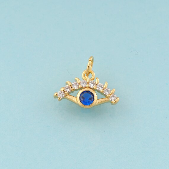 Gold CZ Evil Eye Charms,Evil Eye Jewelry,Devil Eye Pendant for DIY Jewelry Making,18K Gold