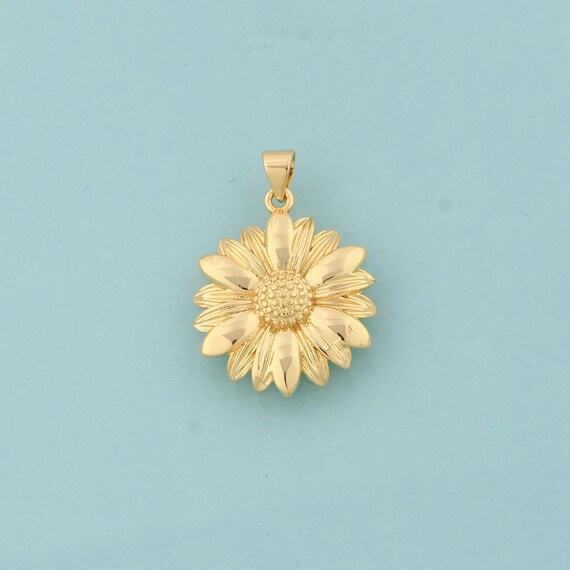 Gold Sunflower Charms,Flower Jewelry,Plant Pendant for DIY Jewelry Making,18K Gold