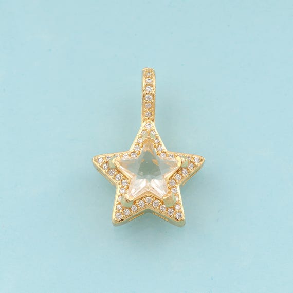 Gold CZ Star Charms,Star Jewelry,Celestial Pendant for DIY Jewelry Making,18K Gold