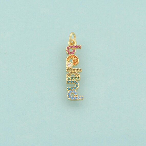 Gold CZ Beklnd Charms,Letter Jewelry,Beklnd Pendant for DIY Jewelry Making,18K Gold