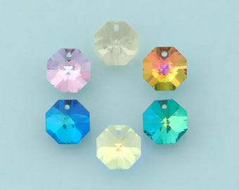 Wisiorek z kryształu ośmiokątnego, zawieszki Crystal AB, kryształ austriacki, wyprodukowany w Austrii do samodzielnego wyrobu biżuterii
