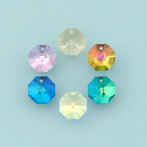 Octagon Crystal Pendant,Crystal AB Charms,Austrian Crystal,Made in Austria for DIY Jewelry Making