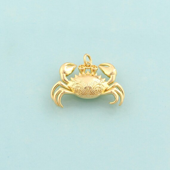 Gold Crab Charms,Marine Life Jewelry,Crab Pendant for DIY Jewelry Making,18K Gold
