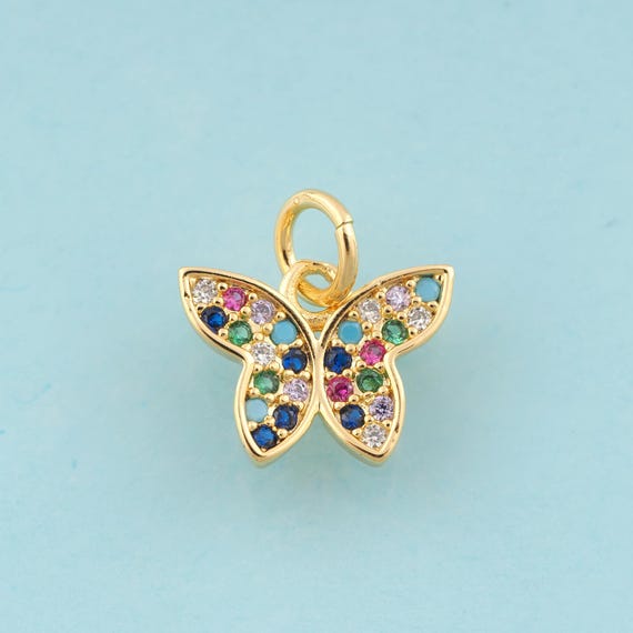 Gold CZ Butterfly Charms,Insect Jewelry,Butterfly Pendant for DIY Jewelry Making,18K Gold