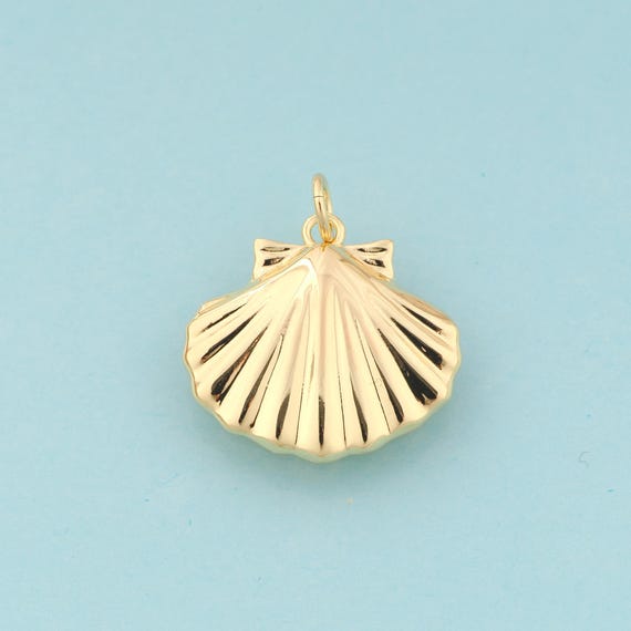Gold Shell Charms,Shell Jewelry,Shell Pendant for DIY Jewelry Making,18K Gold