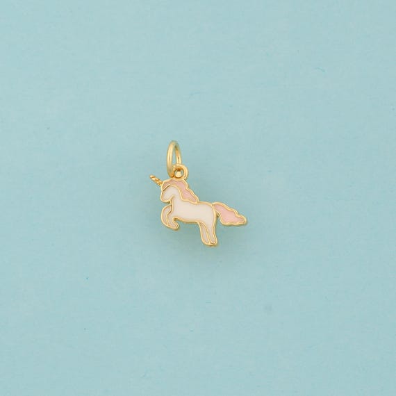 Gold Enamel Unicorn Charms,Unicorn Jewelry,CZ Unicorn Pendant for DIY Jewelry Making,18K Gold