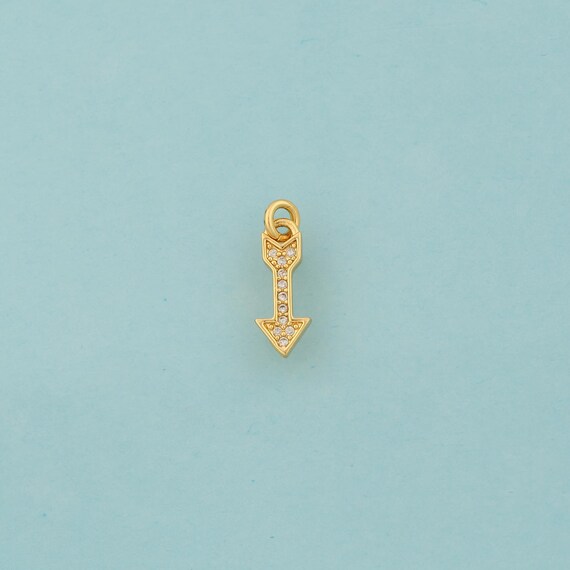 Gold CZ Arrow Charms,Arrow Jewelry,Arrow Pendant for DIY Jewelry Making,18K Gold
