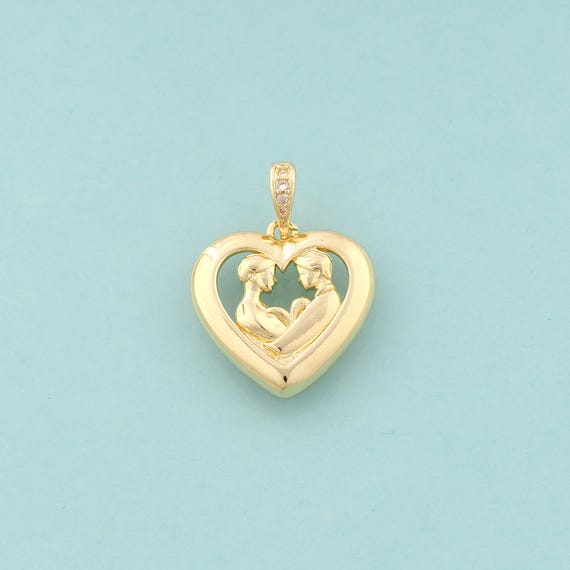 Gold CZ Heart Charms,Love Jewelry,Couple Pendant for DIY Jewelry Making,18K Gold