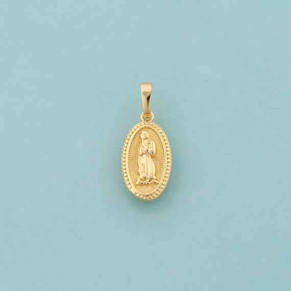 Gold Virgin Mary Charms,Religious Jewelry,Catholic Pendant for DIY Jewelry Making,18K Gold