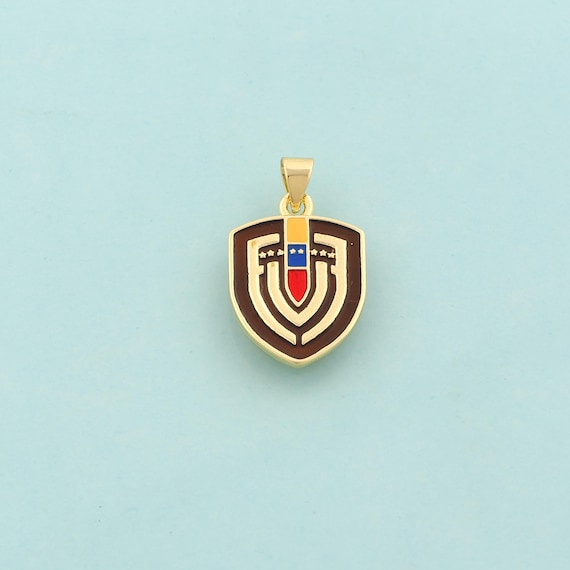 Gold Venezuela Team Logo Charms,Venezuela Jewelry,Enamel Team Logo Pendant for DIY Jewelry Making,18K Gold