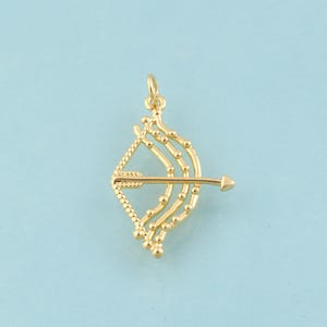 Gold Bow and Arrow Charms,Arrow Jewelry,Bow and Arrow Pendant for DIY Jewelry Making,18K Gold