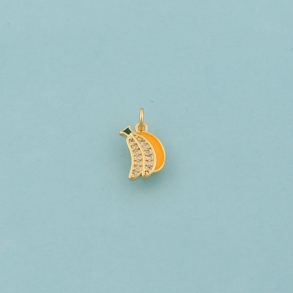18K Gold Filled Banana Charm: CZ Fruit Pendant, DIY Jewelry