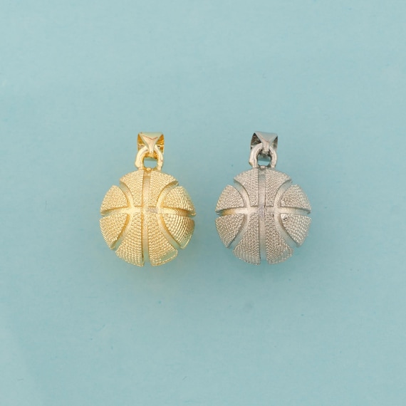 Gold Basketball Charms,Sports Jewelry,Basketball Pendant for DIY Jewelry Making,18K Gold & Rhodium