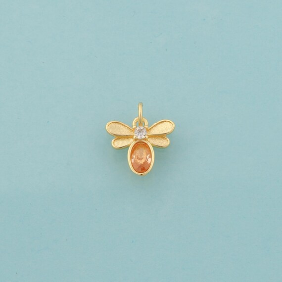 Gold CZ Firefly Charms,Insect Jewelry,Firefly Pendant for DIY Jewelry Making,18K Gold