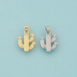 Gold Cactus Charms,Desert Jewelry,Cactus Pendant for DIY Jewelry Making,18K Gold