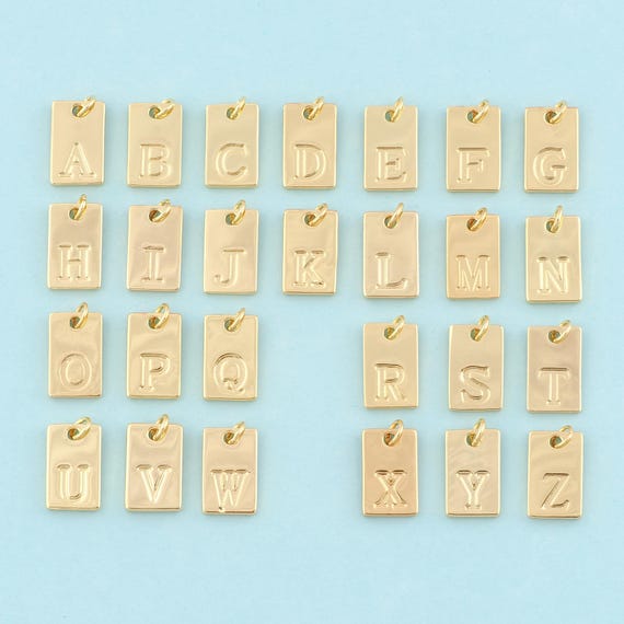 Gold 26 Letter Charms,Square Jewelry,Initial Pendant for DIY Jewelry Making,18K Gold