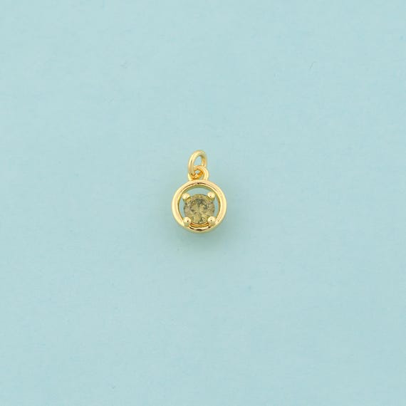 Gold CZ Round Charms,Round Jewelry,Round Pendant for DIY Jewelry Making,18K Gold