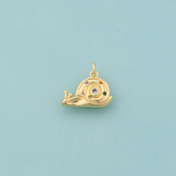 Gold CZ Snail Charms,Animal Jewelry,Snail Pendant for DIY Jewelry Making,18K Gold