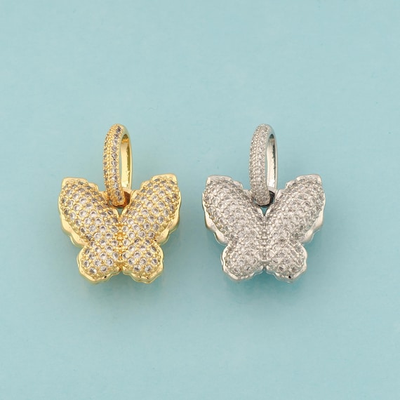 Gold CZ Butterfly Charms,Insect Jewelry,Butterfly Pendant for DIY Jewelry Making,18K Gold