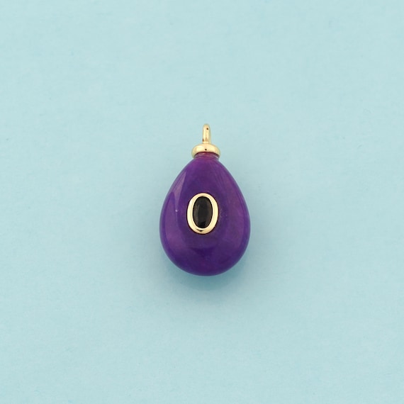 Gold Energy Stone Charms,Natural Stone Jewelry,Purple Jade Pendant for DIY Jewelry Making,18K Gold