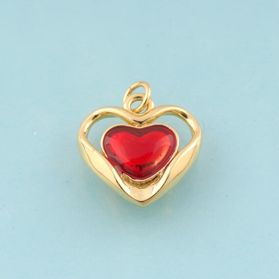 Gold Heart Charms,Minimalist Jewelry,Heart Pendant for DIY Jewelry Making,18K Gold