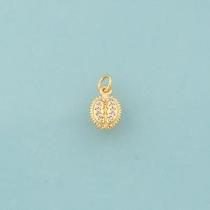 Gold CZ Durian Charms,Fruit Jewelry,Durian Pendant for DIY Jewelry Making,18K Gold