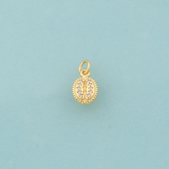 Gold CZ Durian Charms,Fruit Jewelry,Durian Pendant for DIY Jewelry Making,18K Gold