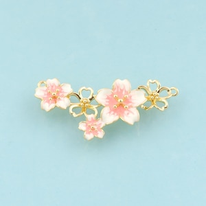 Dijes de flores esmaltadas en oro, joyas de plantas, colgante de flores esmaltadas para hacer joyas de bricolaje, oro de 18 quilates