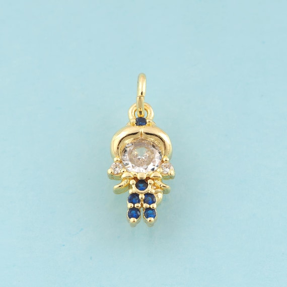 Gold CZ Character Charms,Character Jewelry,Character Pendant for DIY Jewelry Making,18K Gold