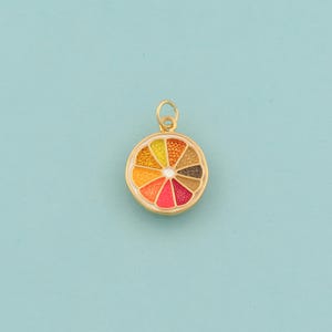 Gold Lemon Slice Charms,Fruit Jewelry,Enamel Lemon Slice Pendant for DIY Jewelry Making,18K Gold