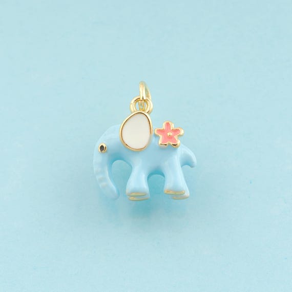 Gold Enamel Elephant Charms,Animal Jewelry,Elephant Pendant for DIY Jewelry Making,18K Gold