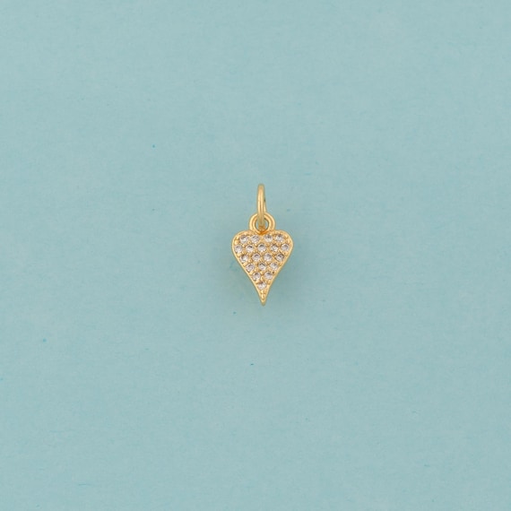 Gold CZ Heart Charms,Love Jewelry,Heart Pendant for DIY Jewelry Making,18K Gold