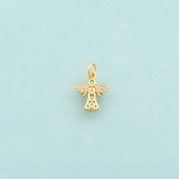 Gold CZ Angel Charms,Angel Jewelry,Angel Pendant for DIY Jewelry Making,18K Gold