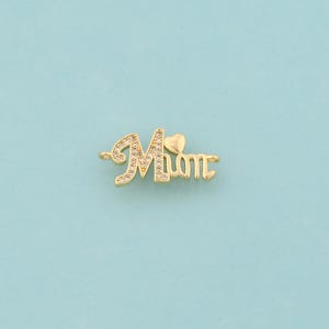 Conectores de coração em zircônia cúbica dourada, conectores de joias de amor, conectores MOM para fazer joias DIY, ouro 18K