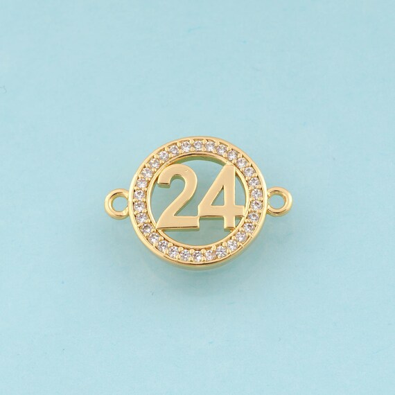Gold CZ Round Connector,24 Jewelry Connector,Round Connector for DIY Jewelry Making,18K Gold
