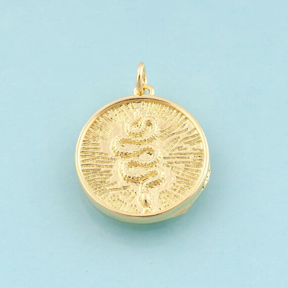 Gold Round Charms,Snake Jewelry,Snake Pendant for DIY Jewelry Making,18K Gold
