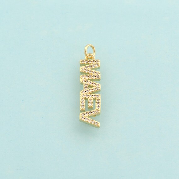 Gold CZ MAEV Charms,Letter Jewelry,Maev Pendant for DIY Jewelry Making,18K Gold