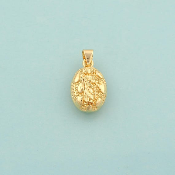 Gold Saint Jude Charms,Religious Jewelry,St.Juda Pendant for DIY Jewelry Making,18K Gold